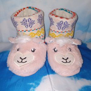 NEW Totes Toasties Girls Pink Llama Slippers Warm ‘n Cozy size 13-1